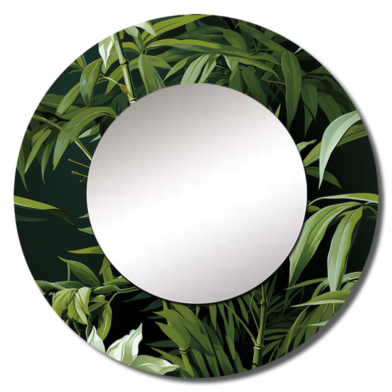 Bambou élégance motif tropical - miroir mural unique tropical, 36 po x 36 po
