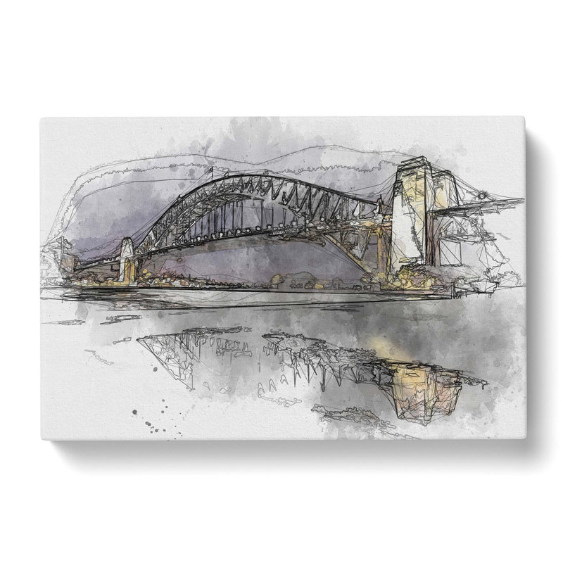 Sydney Harbour Bridge Australia in Abstract - Wrapped Canvas Drawing - Wrapped Canvas, 40cm H x 60cm W x 3cm D