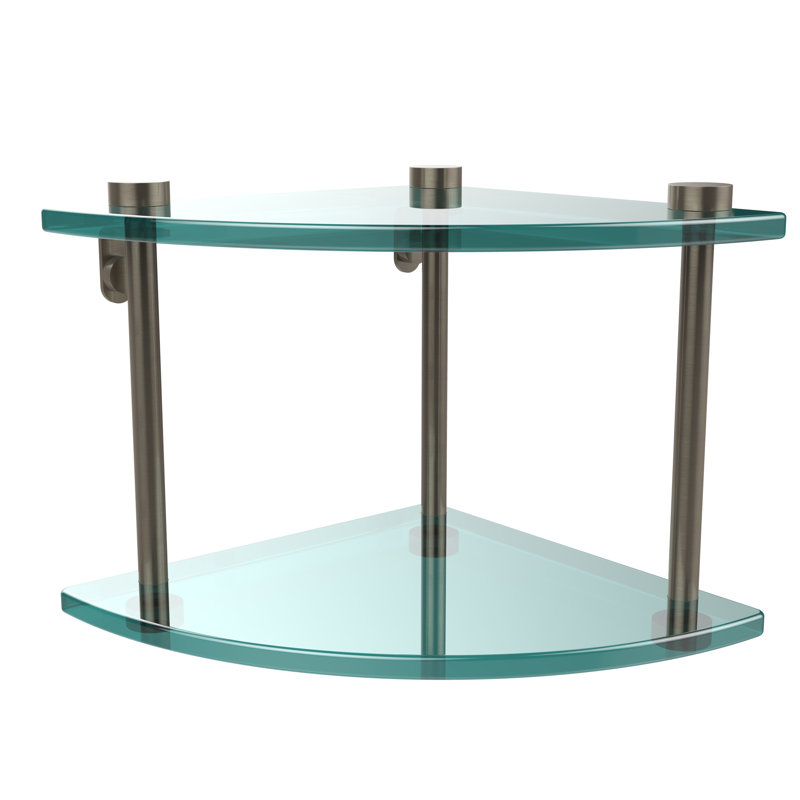 Gober 2 Piece Triangle Corner Shelf, Antique Pewter