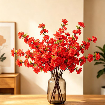 10pcs 25.6in Long  Artificial Flower Peach Blossom Livingroom Home Decoration(Set of 10)