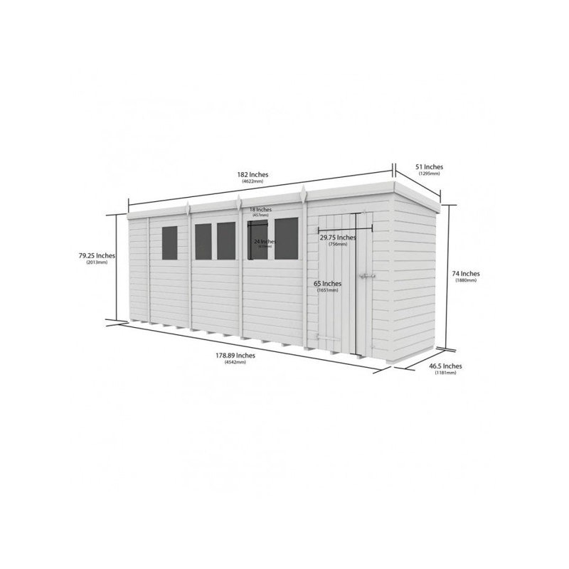 17x4 Pent Composite Shed