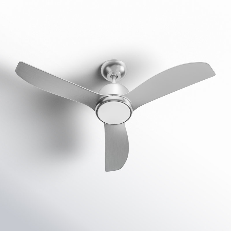 44'' Ceiling Fan with LED Lights, Silver, Brushed Steel, 15.18" H x 44" W x 44" D