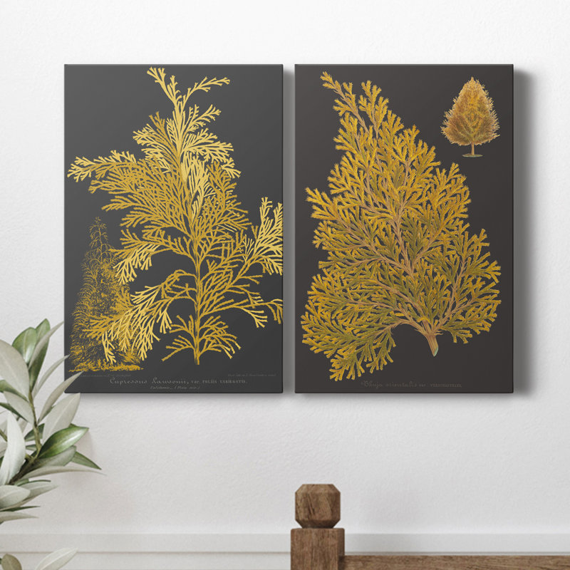 «Trees and Leaves I», ensemble de 2 reproductions d'art, H 48 po x l 64 po x P 1 po, Toile tendue, Pas de tapis