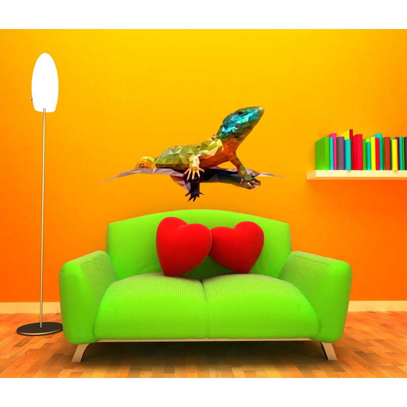 Décalcomanie murale lézard caméléon, H 46 po x l 81 po
