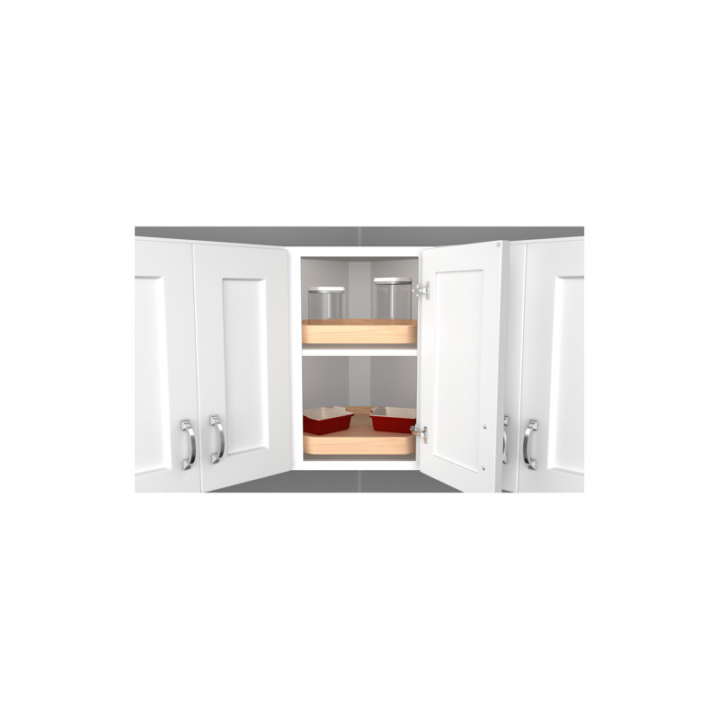 Natural Wood D-Shaped Lazy Susan For Corner Wall Cabinets W/ Swivel Bearing