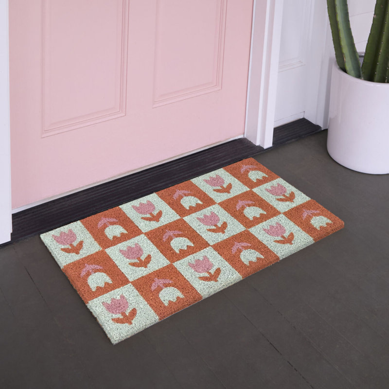 Check Flowers 18" x 30" Doormat