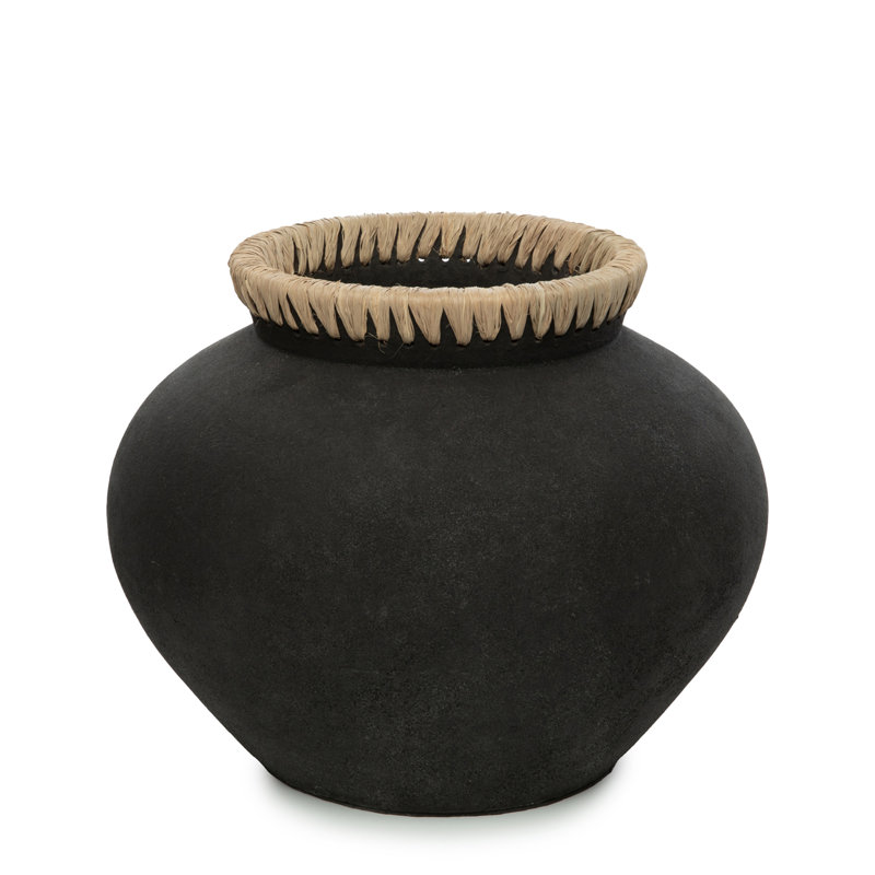 Alisynn Table Vase, Black/Natural, 27cm H x 33cm W x 33cm D