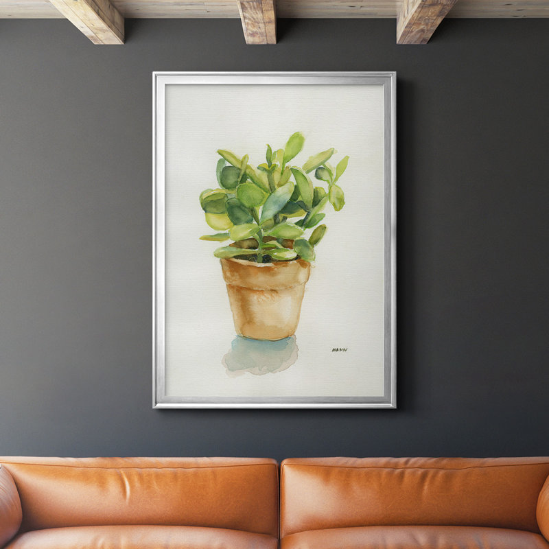 «Succulent I», reproduction encadrée de qualité supérieure, prête à être accrochée, Encadrement argenté