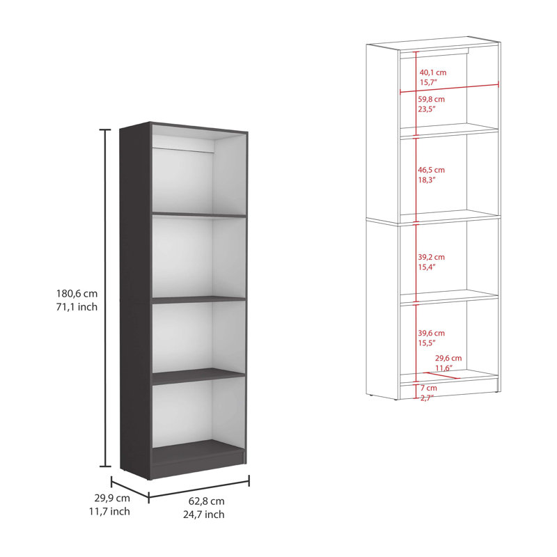 Matt Gray and White Particle Board 2 Piece Bookcase Set