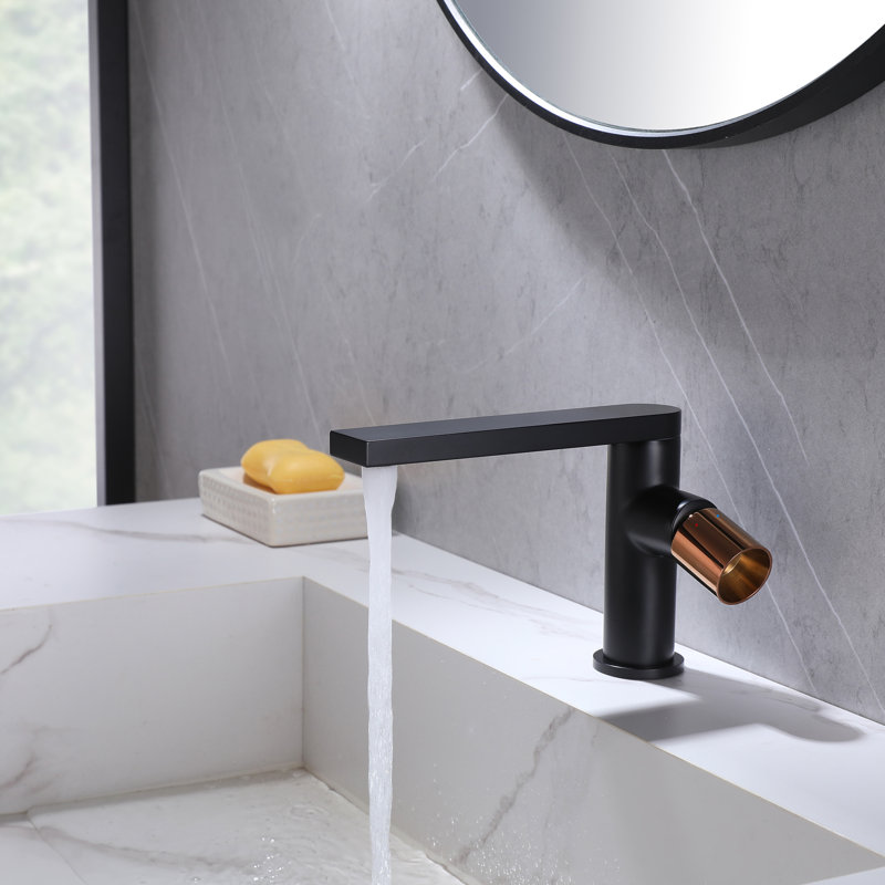 Robinet de lavabo pour salle de bain à poignée simple - monotrou - laiton massif, Noir