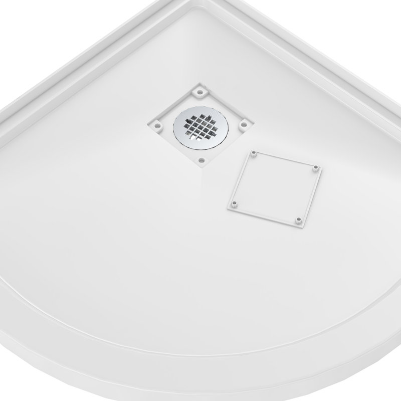 Streamline in. x 34 in. Round Corner PP Shower Base in Glossy White With Center Drain, Drain Included