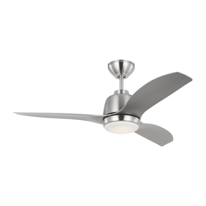 Ventilateur de plafond avec lumières DEL Aida, Argent, Acier brossé, H 15,18 po x l 44 po x P 44 po
