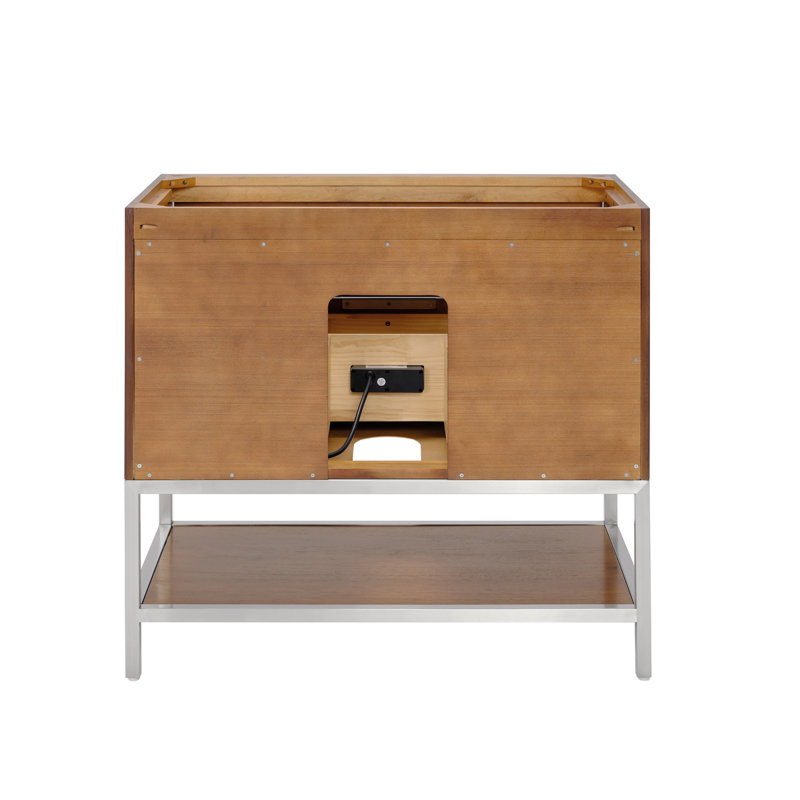 Diamond 36'' W Single Vanity, Italian Carrara Marble, Walnut, Brushed Nickel