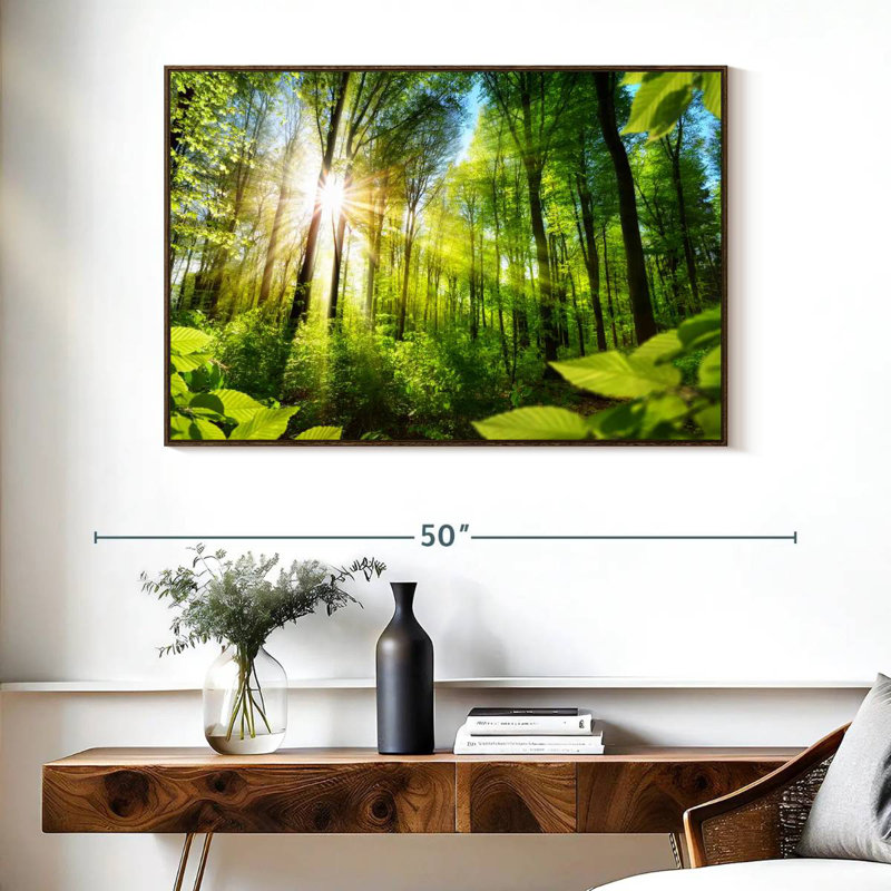 Forêt ensoleillée, Cadre flottant noyer, 40 po x 27 po