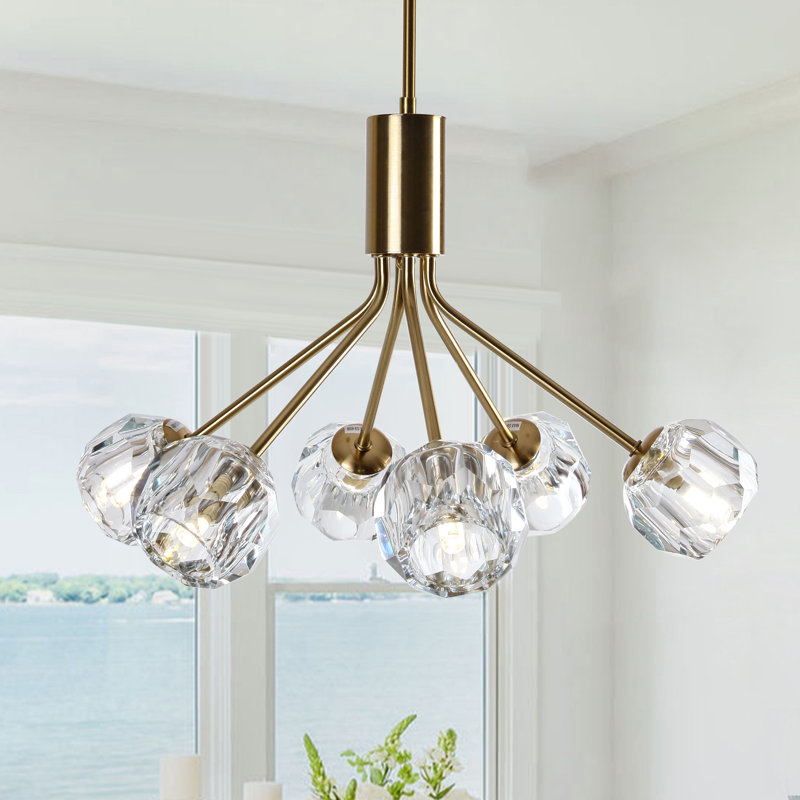 Luminaire suspendu 6 lumières en laiton brossé