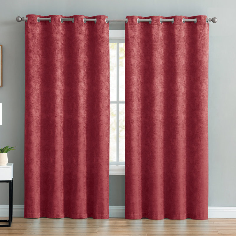 Panneau de rideau à œillets Rosalie, Rouge, L 55 po x L 90 po