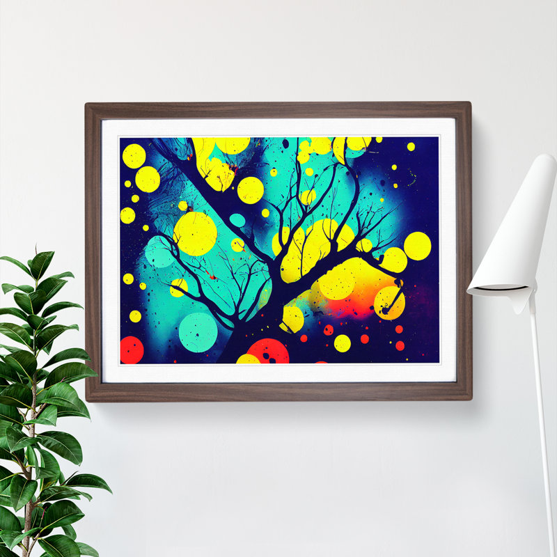 Neon Tree Abstract - Single Picture Frame Print, 46cm H x 64cm W, Walnut 