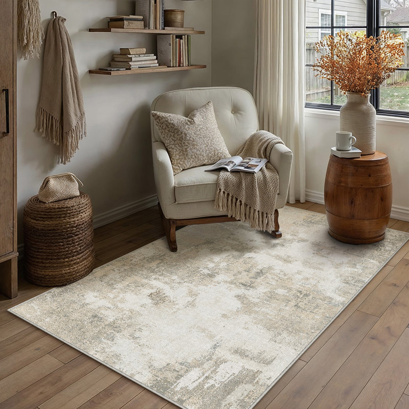 Tapis abstrait moderne Arden, Beige, Rectangle 3'6" x 5'6"