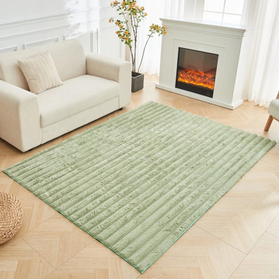 Soft Faux Fur Area Rug Washable Non-Slip Polyester Carpet for Living Room Bedroom Hallway Modern Plush Floor Rug