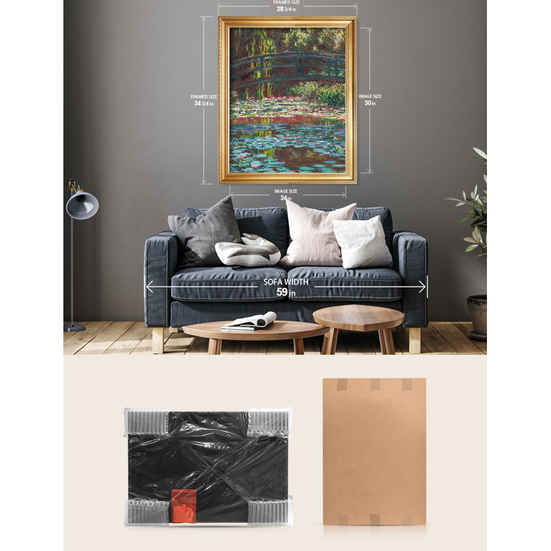 Reproduction d'art de Claude Monet, "Water Lily Pond 1900". Estampe numérique sur toile, H 30 po x l 24 po x P 0,75 po