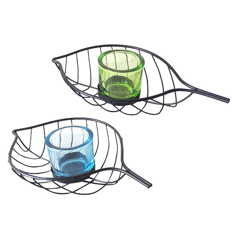 2 Piece Glass Tabletop Tealight Holder Set