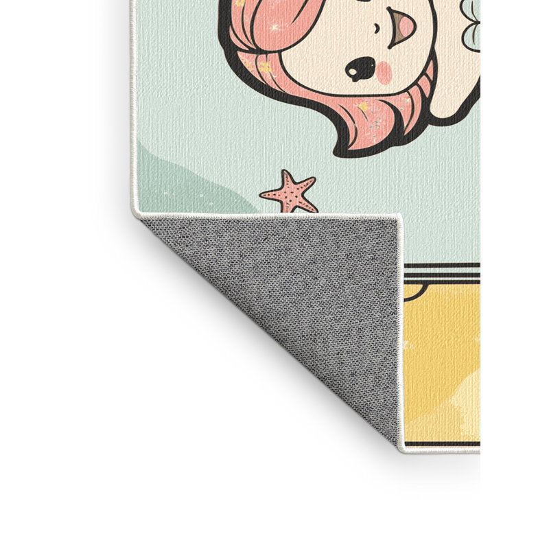 Tapis pour enfants East Urban Home Mermaids, Rectangulaire 3 pi x 5 pi
