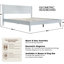 Structure de lit plateforme très grand en bois massif avec tête et pied de lit, base à 12 lattes robustes, pieds en métal central, assemblage facile, sans bruit et antidérapant, aucun sommier tapissier requis, finition blanc pur-900422914-900422913