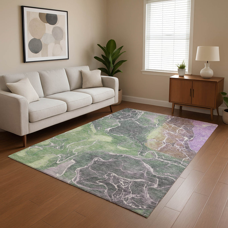 Tapis contemporain Premium lavable à la machine AMF1782, Rectangle 5 pi x 7 pi 6 po