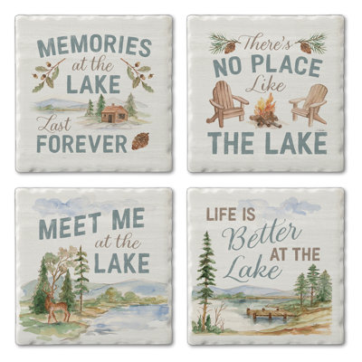 Ensemble de 4 sous-verres Rustic Lake