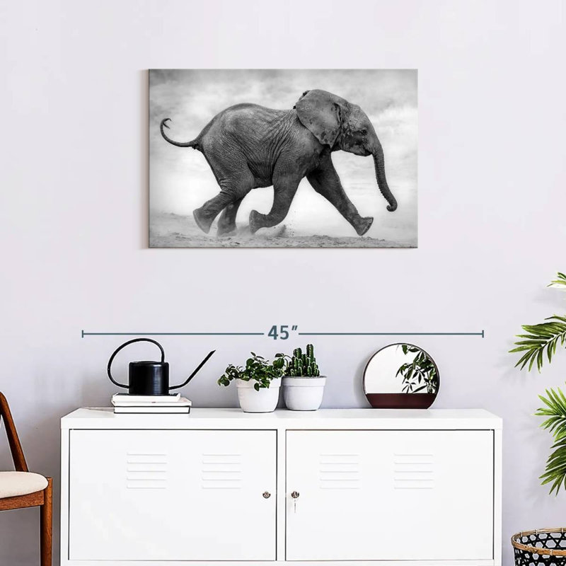Brampt Baby Elephant Running, 20" H x 30" W