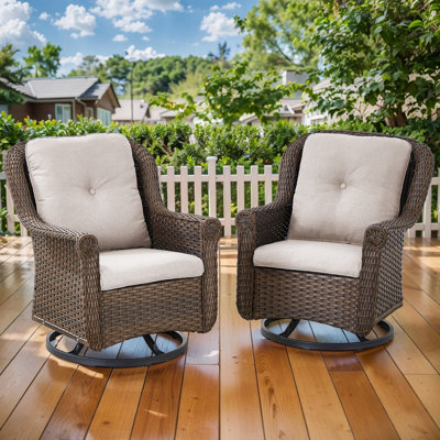 Mindee Outdoor Swivel Chairs With Cushions(Set Of 2) by Red Barrel Studio