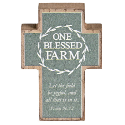 Tabletop Cross One Blessed Farm 3x4