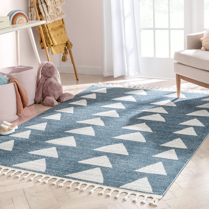 Kennedy Triangles Blue Children's Rug, Rectangle 160 x 220cm