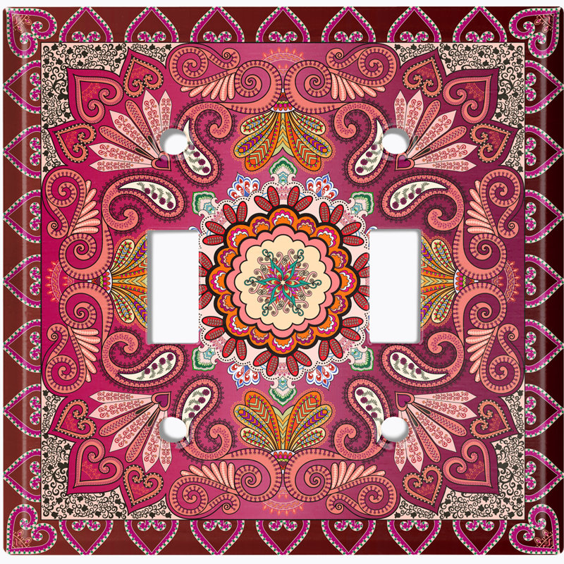 Plaque murale 2 lumières à motif cachemire bleu sarcelle et motif cachemire Paisley, Rouge