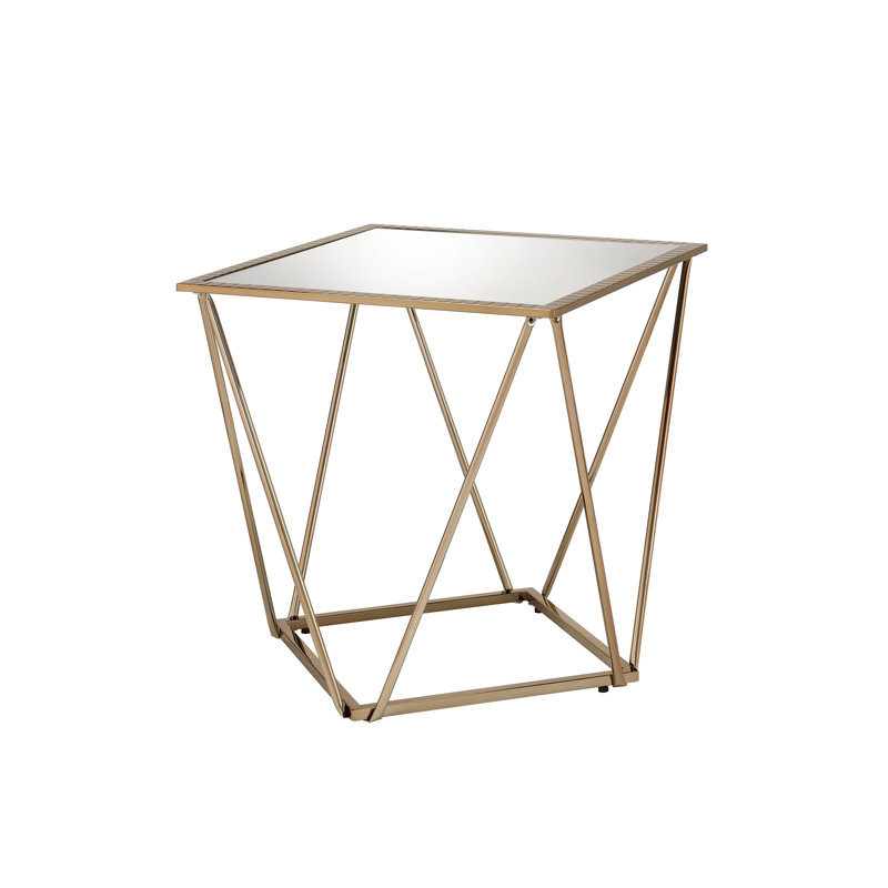 Table de bout en miroir et champagne