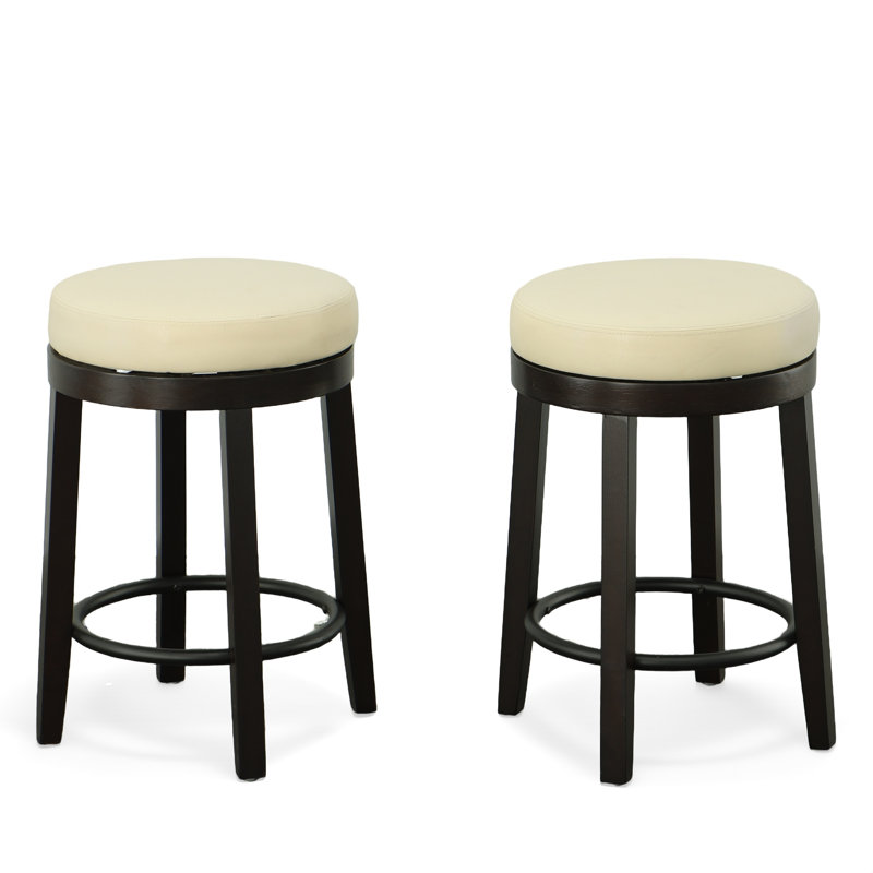 Tabouret de comptoir moderne de 24 po avec siège pivotant à 360 ° Modern, Crème