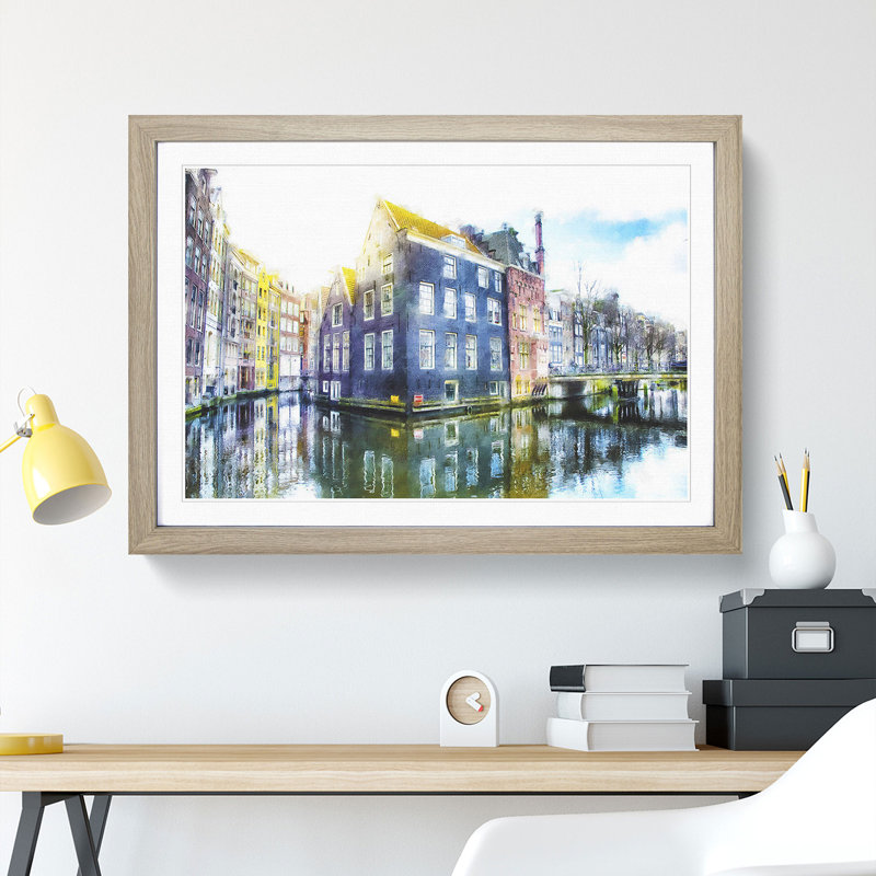 Reflections of Amsterdam - Framed Print, Oak Framed, 45cm H x 63cm W x 2cm D