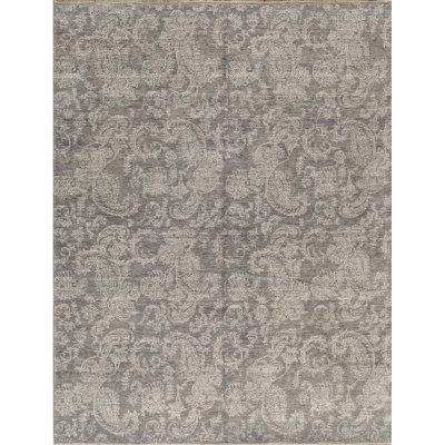 Tapis gris de haute qualité noué à la main