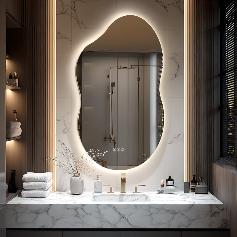 Lunara UL/ETL Certified Irregular LED Bathroom Vanity Mirror - Anti-Fog Tempered Glass, 3 Color Temperatures, Stepless Dimmable, 3 Year Warranty