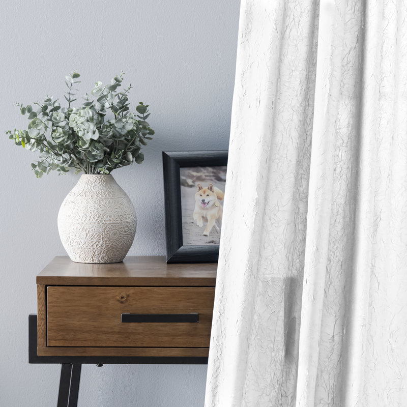 Paulisha Semi Sheer Single Panel, 48" W x 63" L, White
