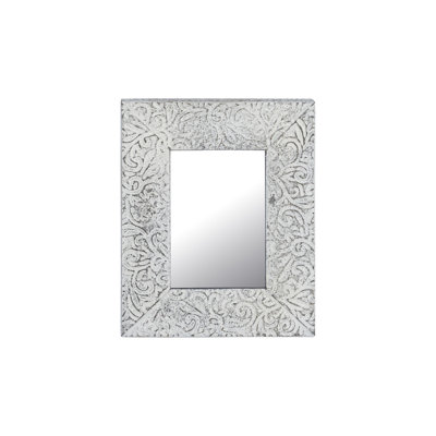 Petit miroir gris antique en fer gris