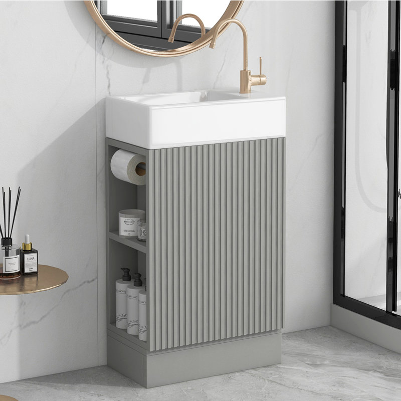 Ensemble de meuble-lavabo simple 19 po Abhijith, Gris