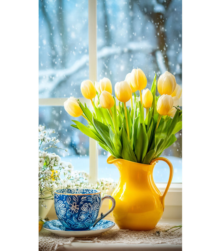Tulipes et thé Morning Glow I, H 35 po x l 20 po