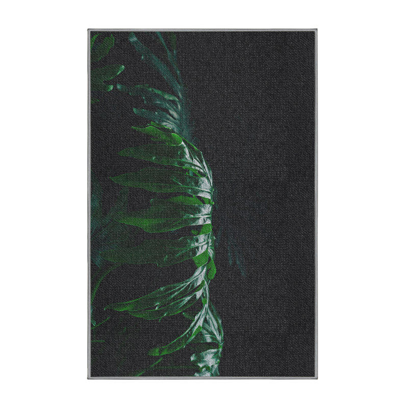 Tapis noir Leaf 49, Rectangle 5 pi x 7 pi