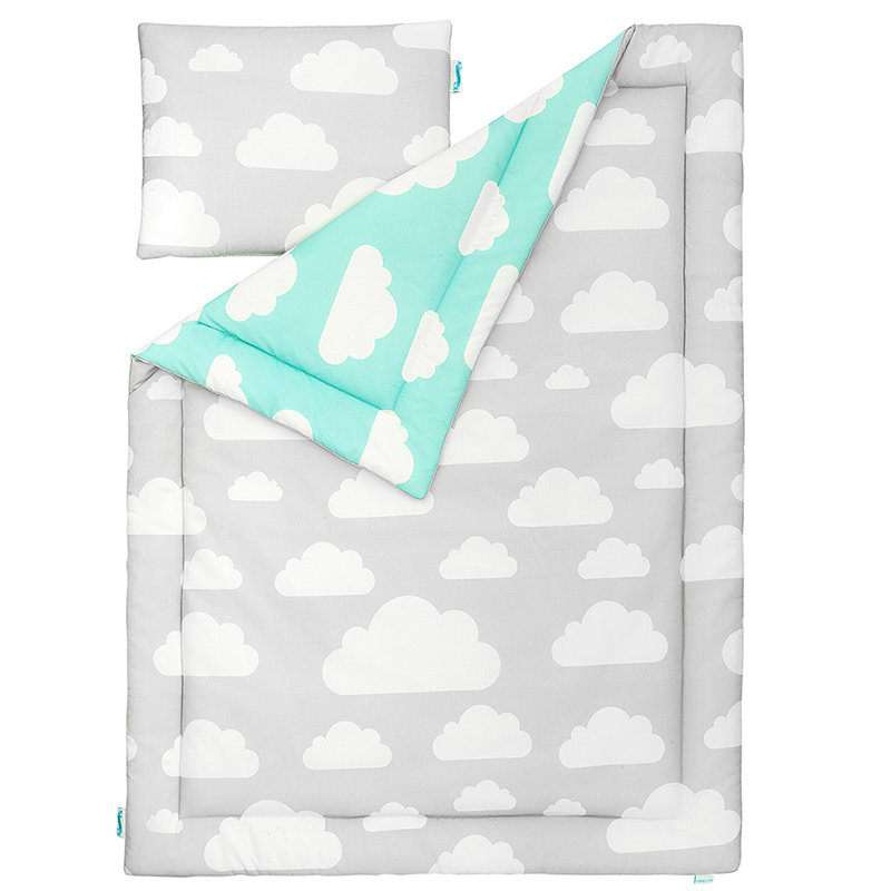 Alma 2 - Piece Cot Bedding Set, Mint/Grey
