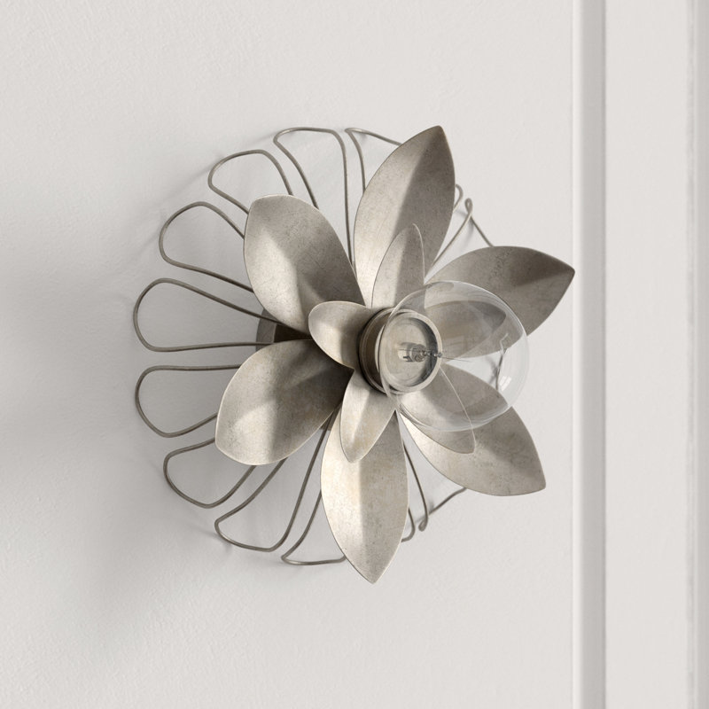 Keaton Flush Mounted Sconce, Burnished Silver Leaf