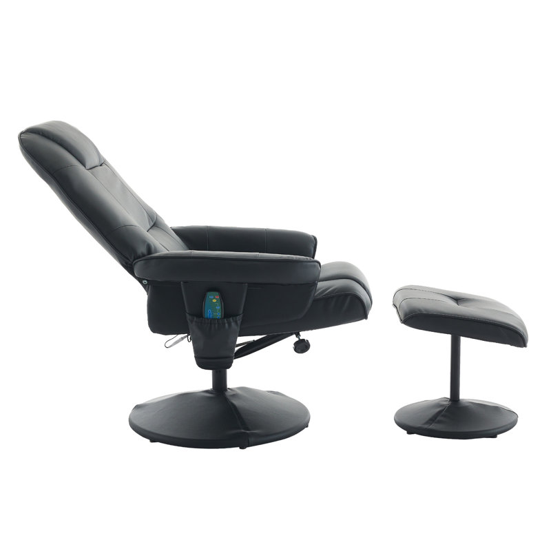 Fauteuil inclinable pivotant avec massage par vibration à 5 points, Similicuir noir