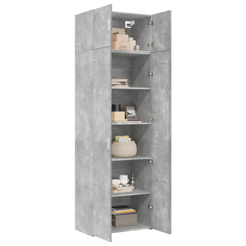 Keels Highboard, 225cm H x 70cm W x 42.5cm D, Concrete Grey