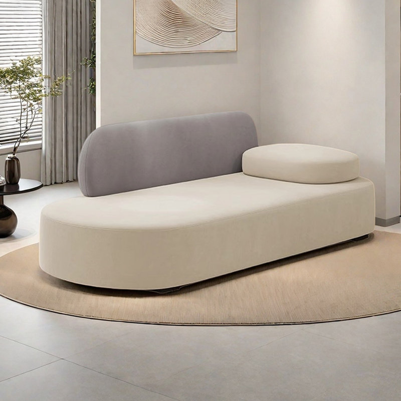 Méridiennes d'intérieur avec appui-tête mobile Finck, Orienté à droite, Beige / gris clair