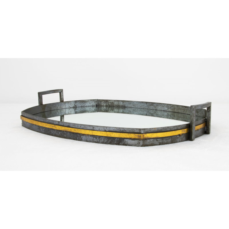 Santiago Decorative Tray, Gray/Gold